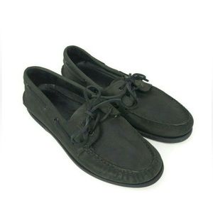 Sperry Mens Size 9 Black 2-Eye Leather Loafers